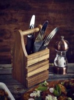 Acacia Wood Cutlery Holder